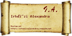 Irházi Alexandra névjegykártya